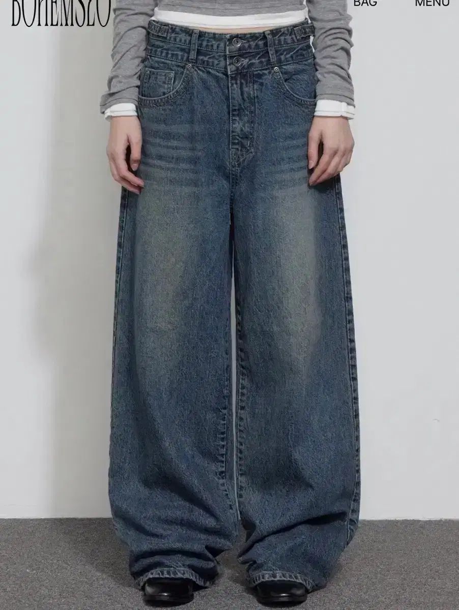 BOHEMSEO ボヘミアンソウル 25年 ダブル ウェスト デニム パンツ 8,396円