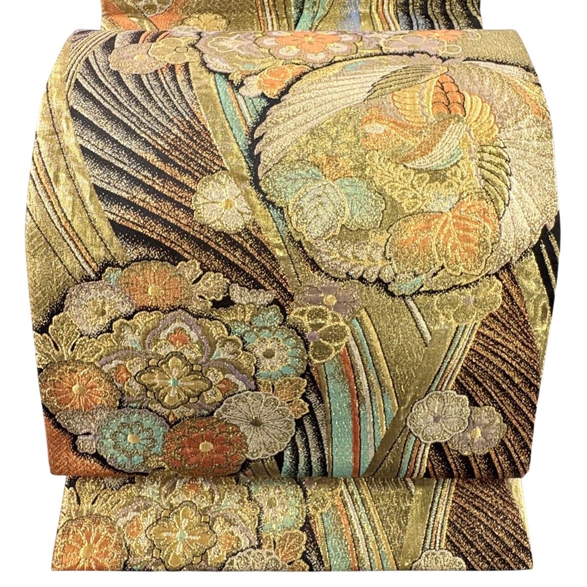袋帯 秀品 鳳凰 華文 金糸 箔 金色 全通 正絹 【中古】 5,032円