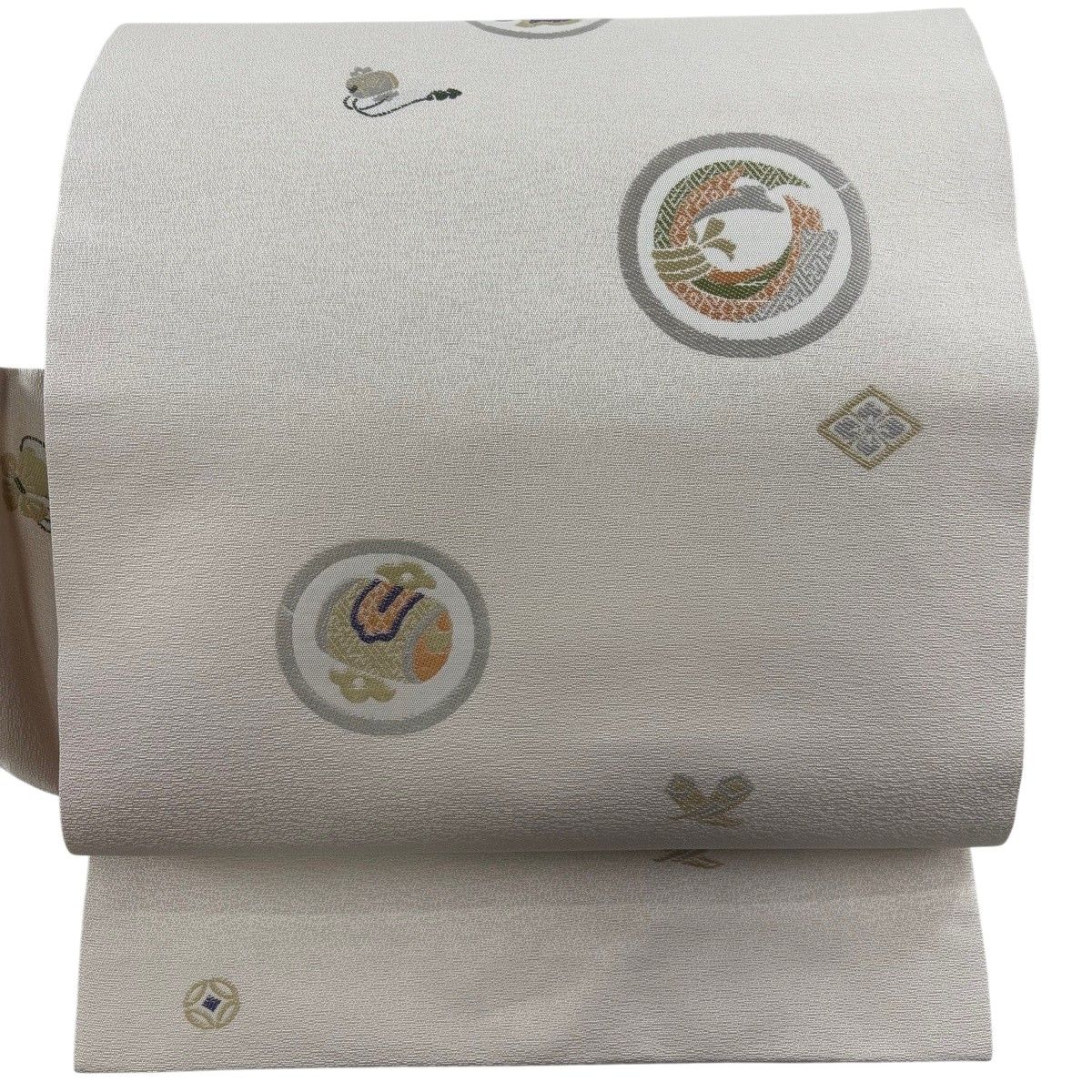 名古屋帯 秀品 宝尽くし 七宝 薄ピンク 正絹 【中古】 6,424円