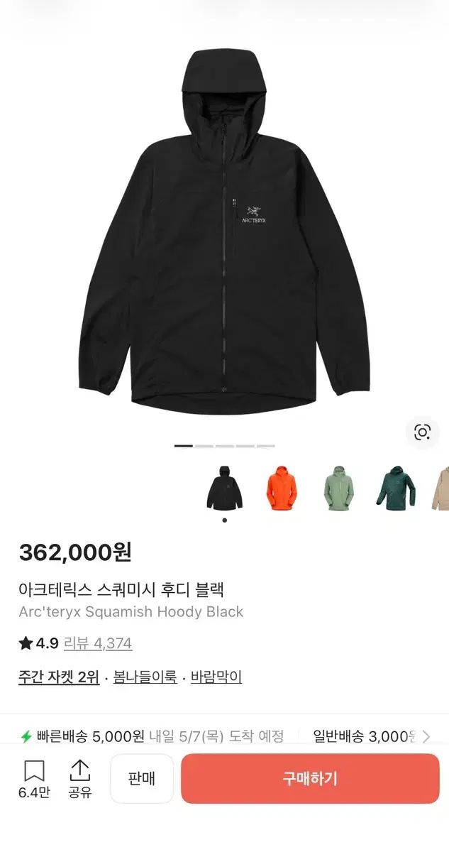 ARC'TERYX アークテリクス スコーミッシュ フーディー ブラック ウィンドブレーカー