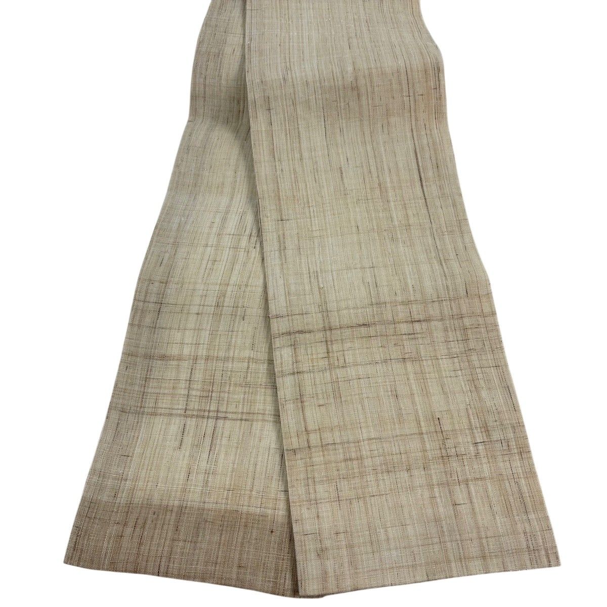 【美品】半幅帯 優品 夏帯 紬地 ベージュ 麻 【中古】