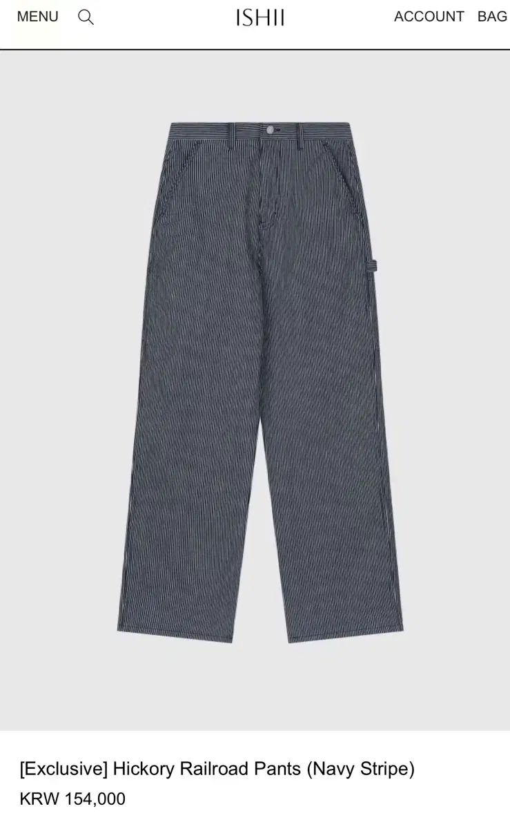 ISHII ヒッコリース ストライプ レイルロード パンツ ネイビー 新品