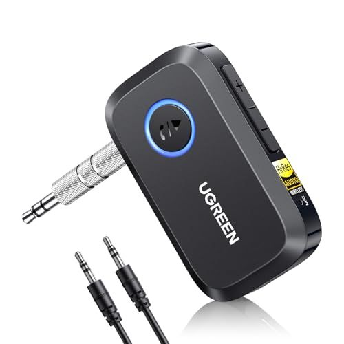UGREEN Aux Bluetooth 6.0 レシーバー車載 LDAC/AAC/SBCデコード、3.5mm 受信機 、ハイレゾオーディオゴールドスタンダード認証、バッテリー使用17 時間、カーラジオ/ステレオシステム/ヘッドセット用ジャッ 41ab2aaf