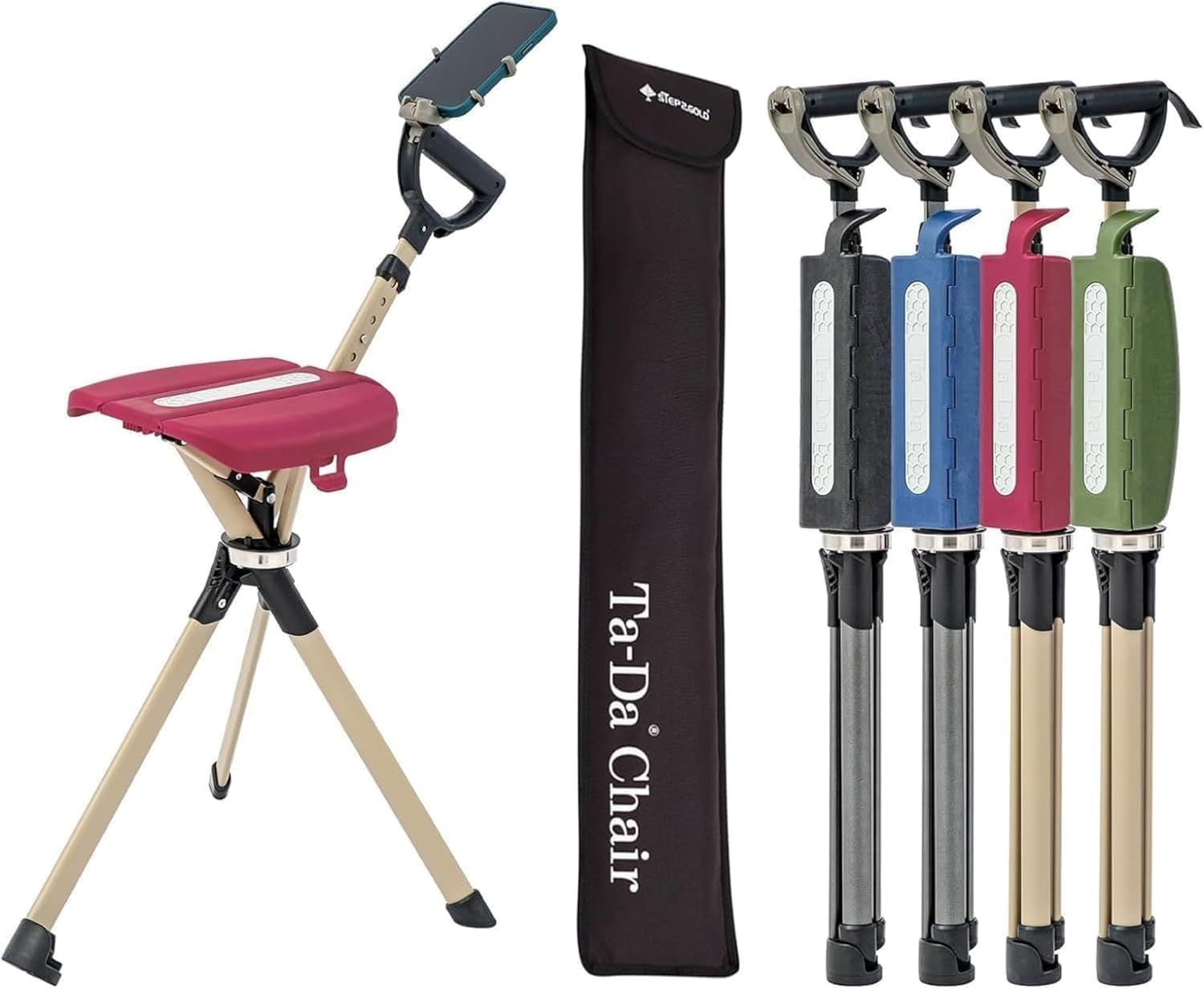 STEP2GOLD Ta-Da Chair Ver.2 PRO 椅子になる杖 高さ調節可能 特許取得 航空機グレードアルミ製 最大耐荷重136kg 5段階調整 台湾製造 日本公式