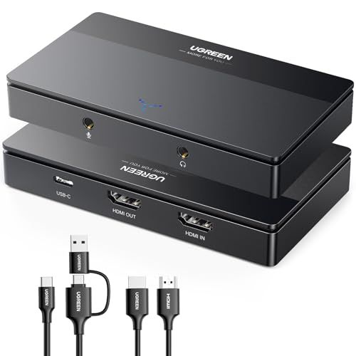 UGREEN 4K HDMI キャプチャーボード パススルー機能 4K@60Hz /1080P 60Hz 低遅延 ゲーム実況生配信 会議 ライブ配信 録画 画面共有 Switch PS5/PS4 Xbox Wiiu対応 Mac/Windows 45be3256