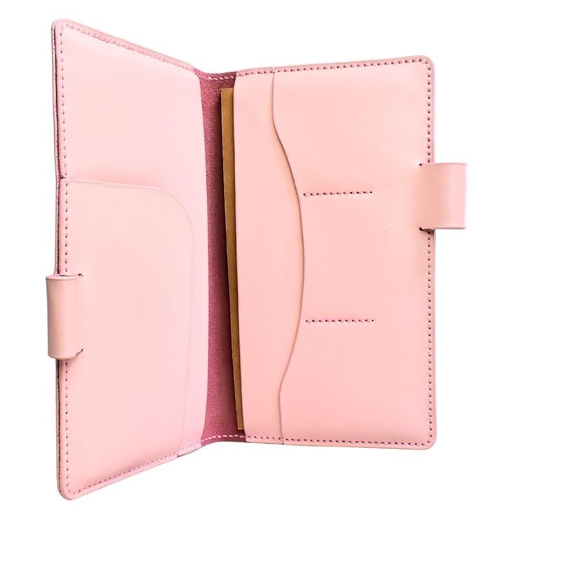【新品】 最高級 本革ノートカバー A5スリムノート用（ピンク） 手縫い 風の彩シリーズ 大人の女性の 0
