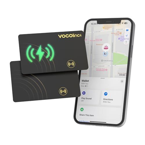 VOCOlinc Airタグ カード型 超薄(0.16cm) 「ワイヤレス充電対応」 紛失防止タグ カード（Apple「探す」iOSのみ対応 ） 忘れ物防止 タグ スマートタグ Bluetooth トラッカー 財布、荷物用 探し物 (2個)k 31d4a022