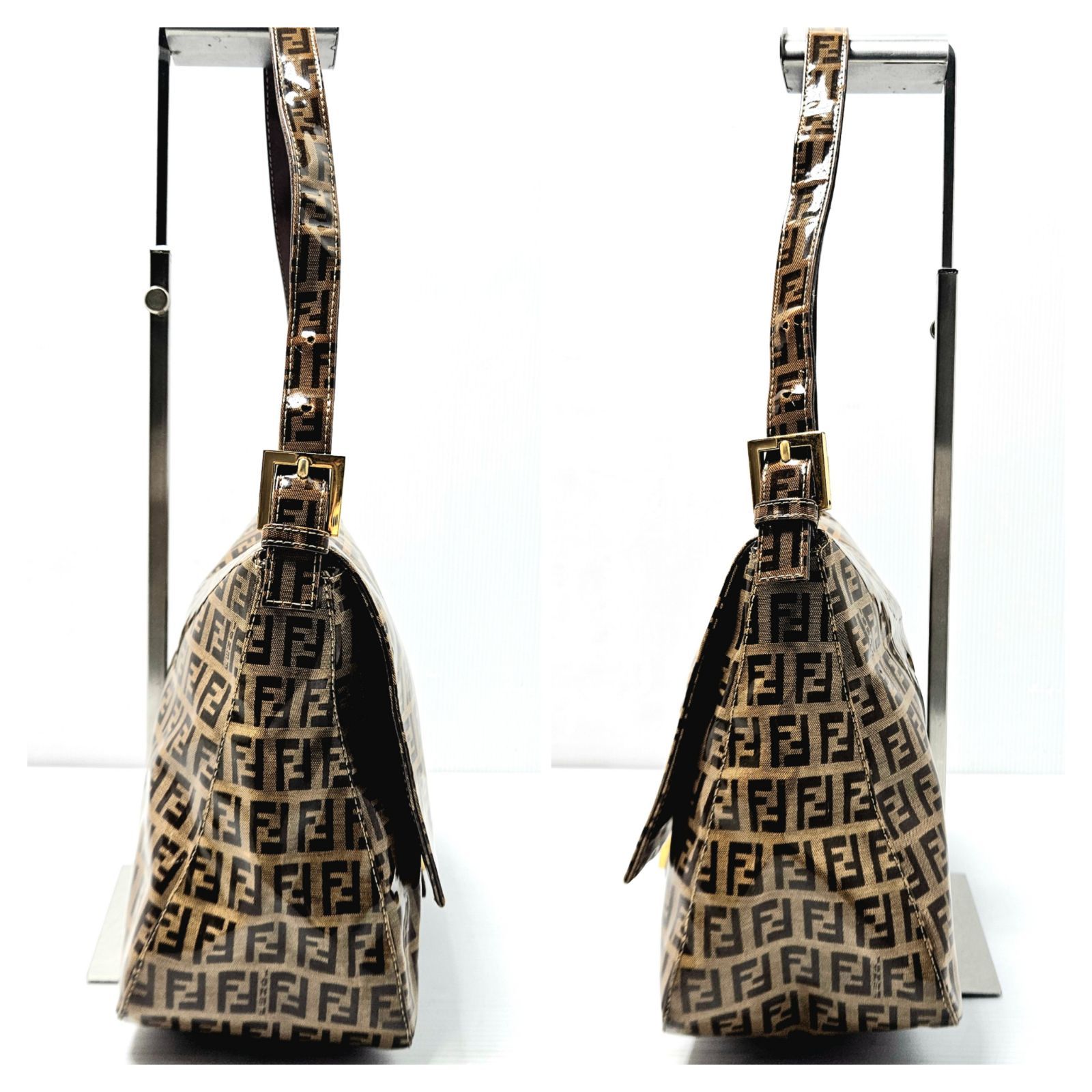 一部ほつれ】FENDI 26325 ズッキーノ ビニール マンマバケット