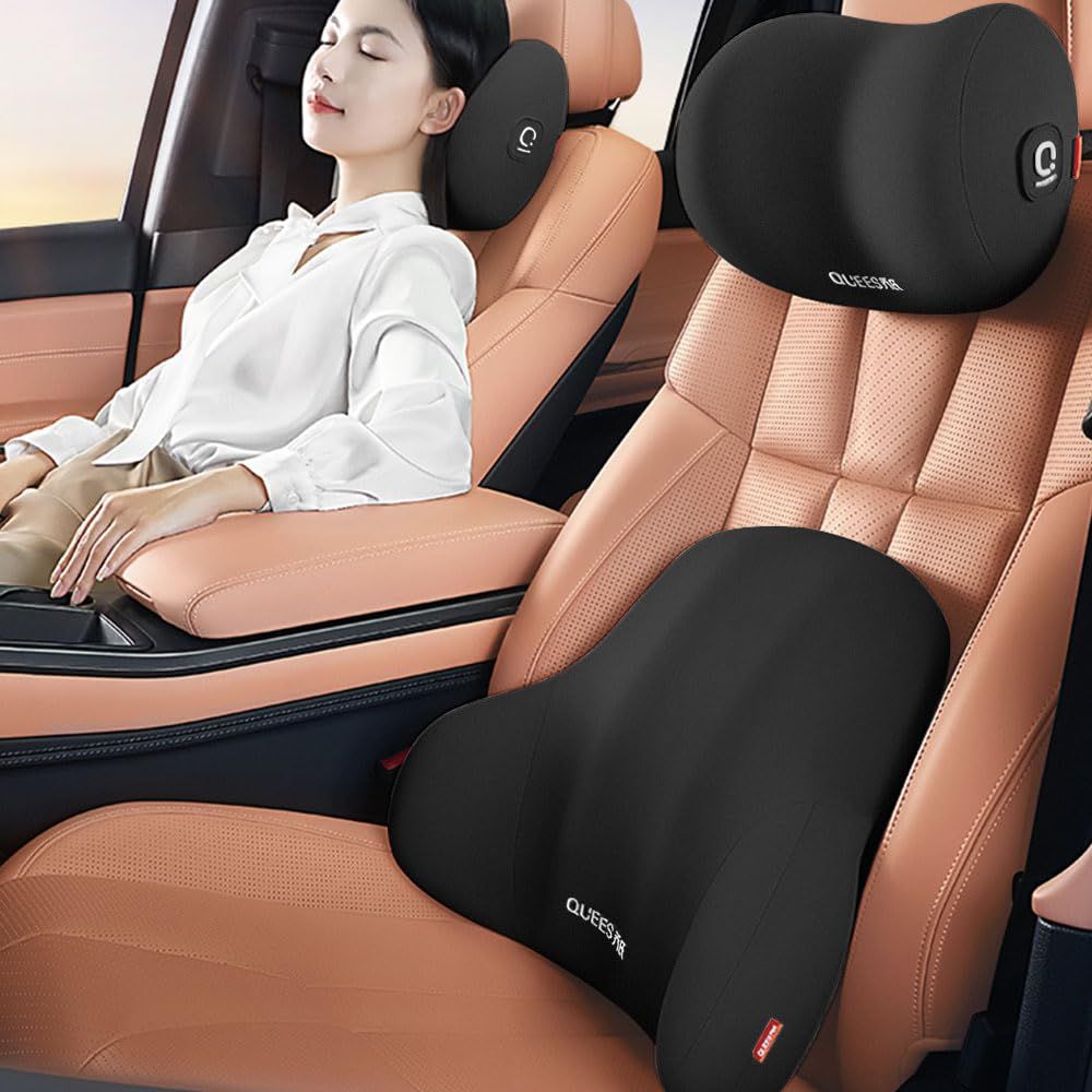 車 腰クッション ランバーサポート ヘッドレスト ネックサポート 疲労対策 背もたれ メモリーコットン 内部のメモリーフォームで 低反発 腰枕 通気性 取り付け簡単 洗濯可能 長時間運転 車中泊 車用品 ファッション 旅行 オフィスチェア 自 5b211a61