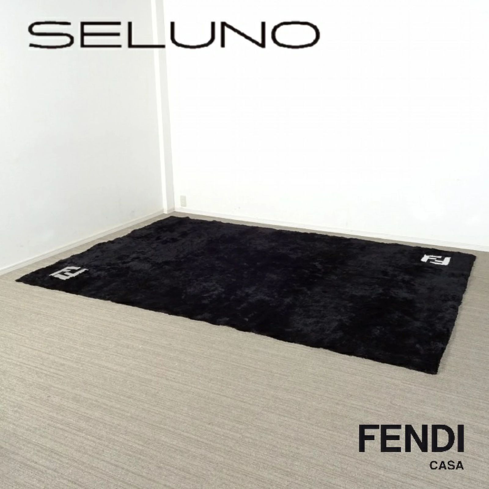 ◾︎SELUNO◾︎ 【展示美品】FENDI CASA フェンディ カーサ TAPETTO / タペット シャギーラグ 3000×2000 / ブラック 95万 x427
