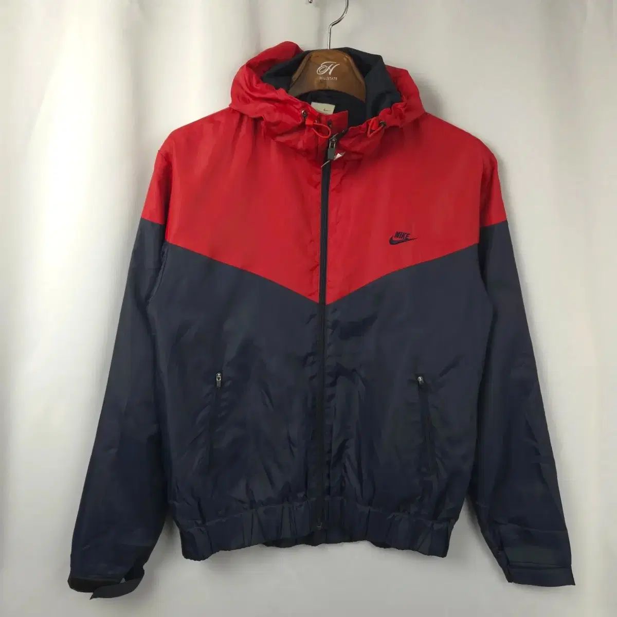 メンズM NIKE スポーツ レッド ネイビー バイカラー ウィンドブレーカー アウター ジャケット ジップアップ