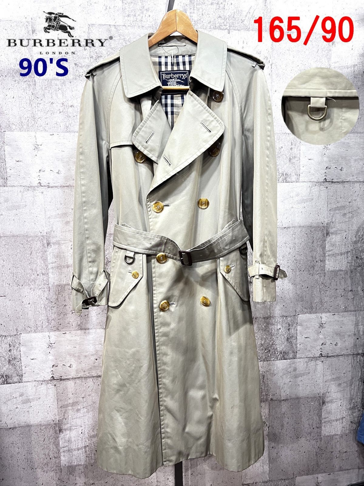 90'S Burberrys' バーバリー ダブル トレンチコート Dリング付き メンズ 165/90 ベージュ