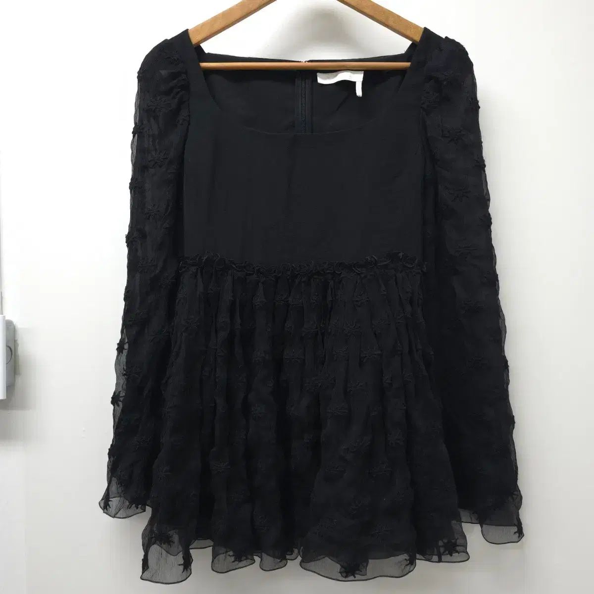 クロエ (正規品) ブラック シースルー ロング スリーブ ブラウス