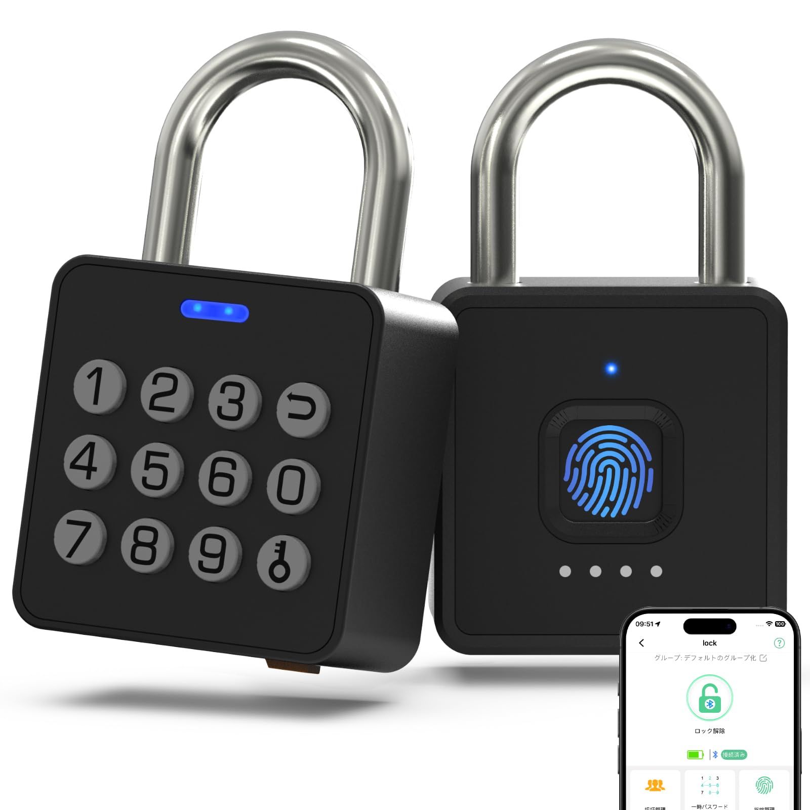 eLinksmart スマートダイヤル 南京錠 指紋認証 指紋ロック スマートロック 南京錠ダイヤル Appで操作 充電式 防水 ジムのロッカー 学校のオフィス 企業に最適★m ec50d416