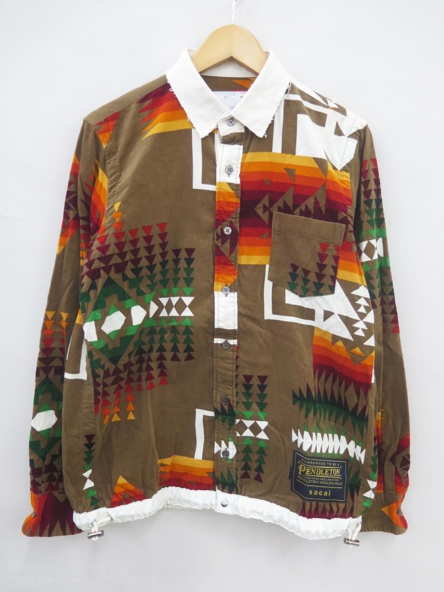 ★6910☆sacai×PENDLETON サカイ/ペンドルトン 19-01881M ネイティブ柄 コーデュロイ ドローコードシャツ　1