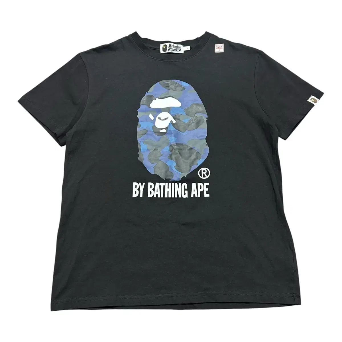 (即配) A BATHING APE アベイシングエイプ ブルー カモフラ ブラック 半袖Tシャツ