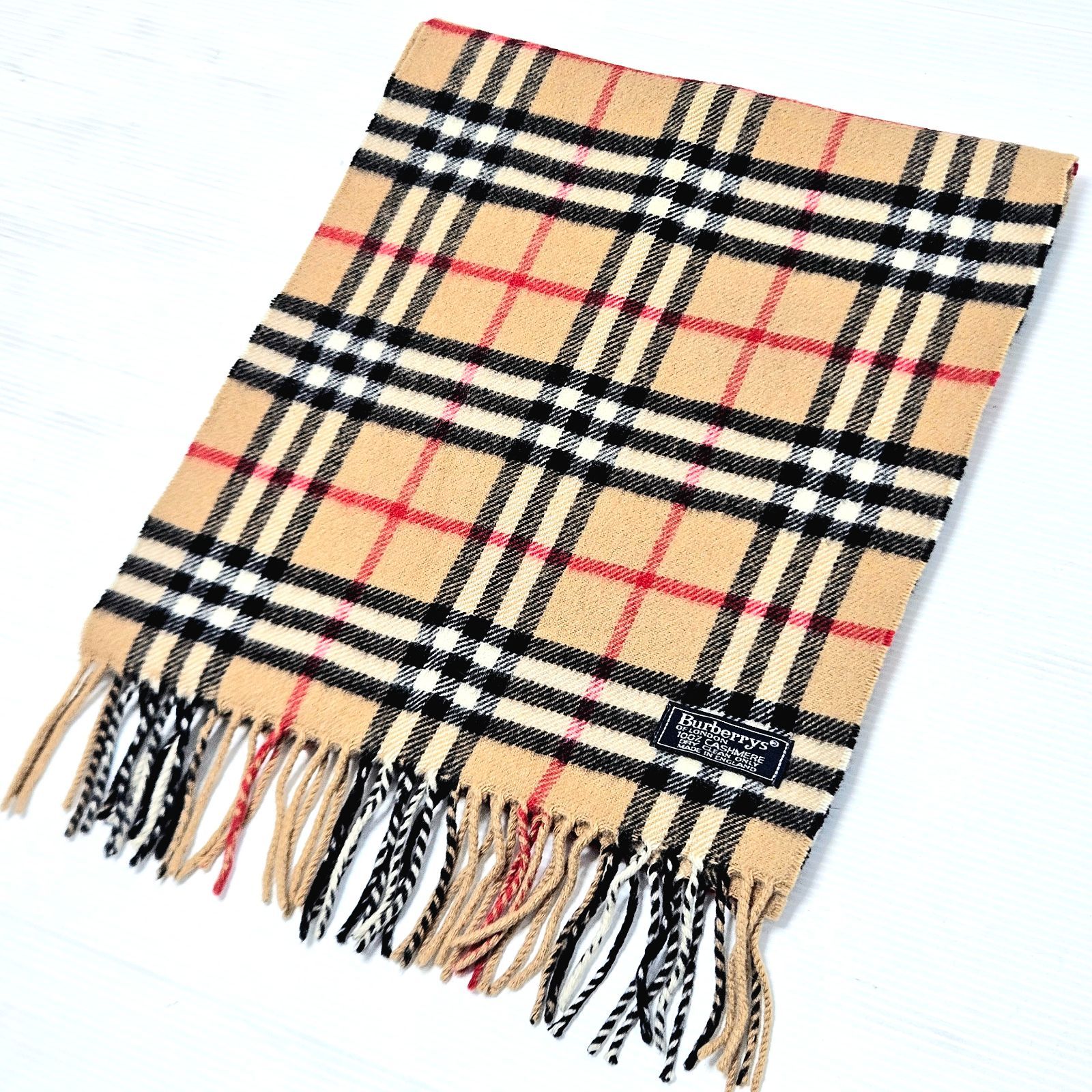 【美品】Burberrys 英国製 カシミヤ100% ノバチェック マフラー ヴィンテージ 旧タグ