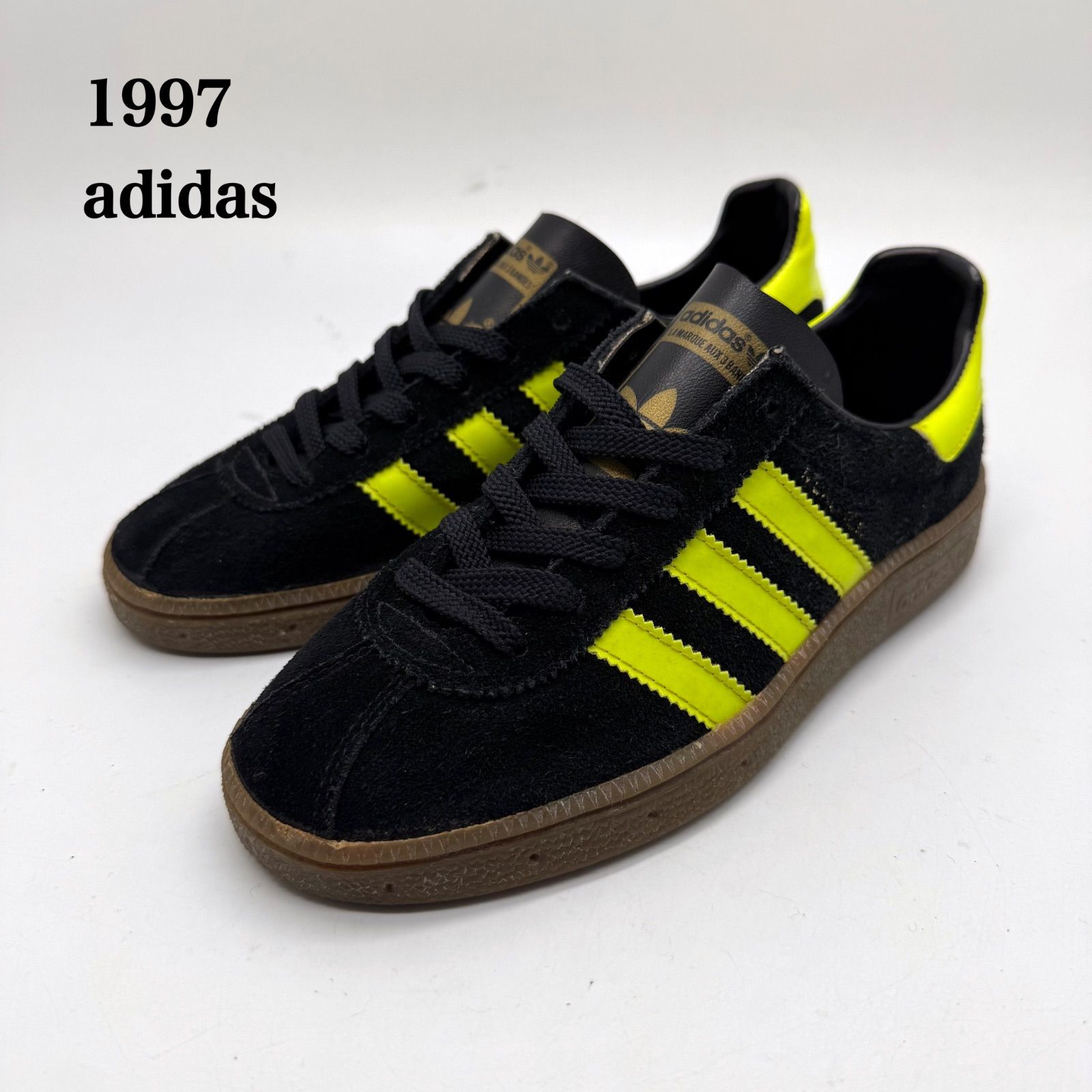 adidas 1997 90s JAPAN vintage München 22.5cm AC3089 アディダス 日本製 ミュンヘン 希少 ヴィンテージ 美品 黒 ボルト ガムソール レア