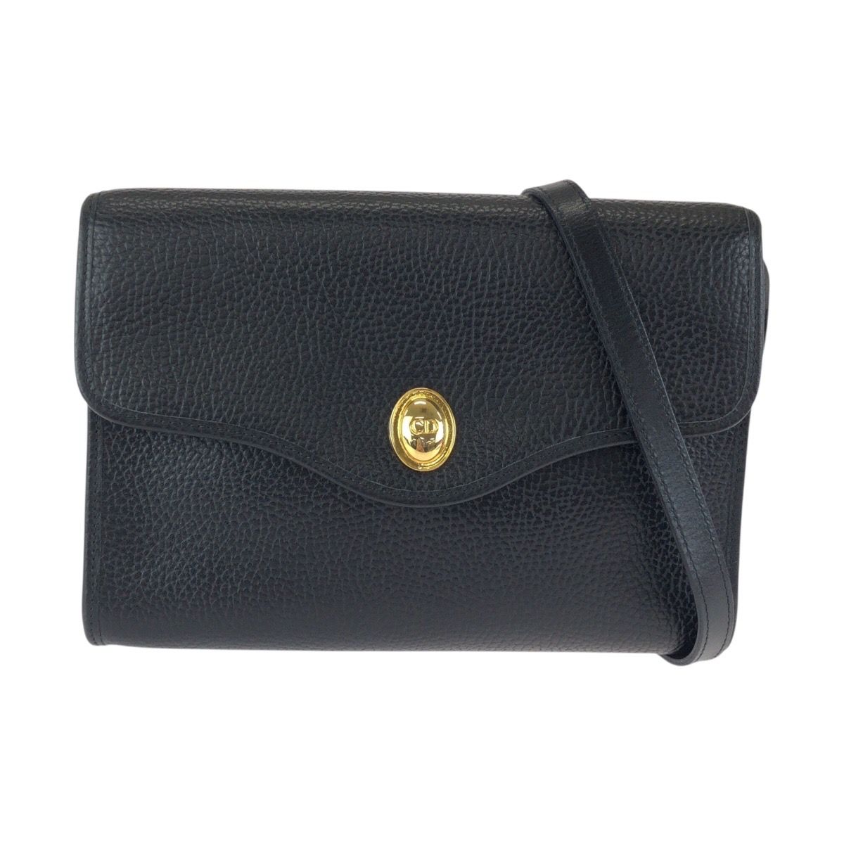 本物 クリスチャン ディオール Christian Dior レザー ショルダーバッグ ポシェット ブラック バッグ 中古・ 美品 Christian Dior クリスチャンディオール ヴィンテージ ブラック