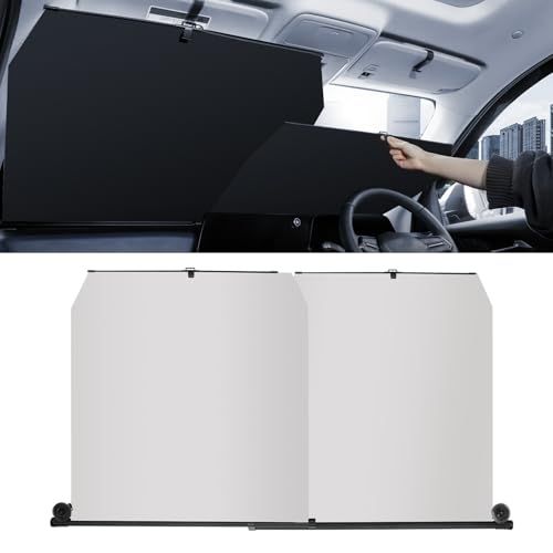 【新登場】 Mozan ロール式 サンシェード 【吸盤角度調整可能で多車種適応！】 車用 フロント 自動ロール式 ロールサンシェード ロールスクリーン カーテン ワンタッチ 自動収縮 回転角度 自由調整可能 幅調整可能 ポール 日除け 遮光 3d50344a
