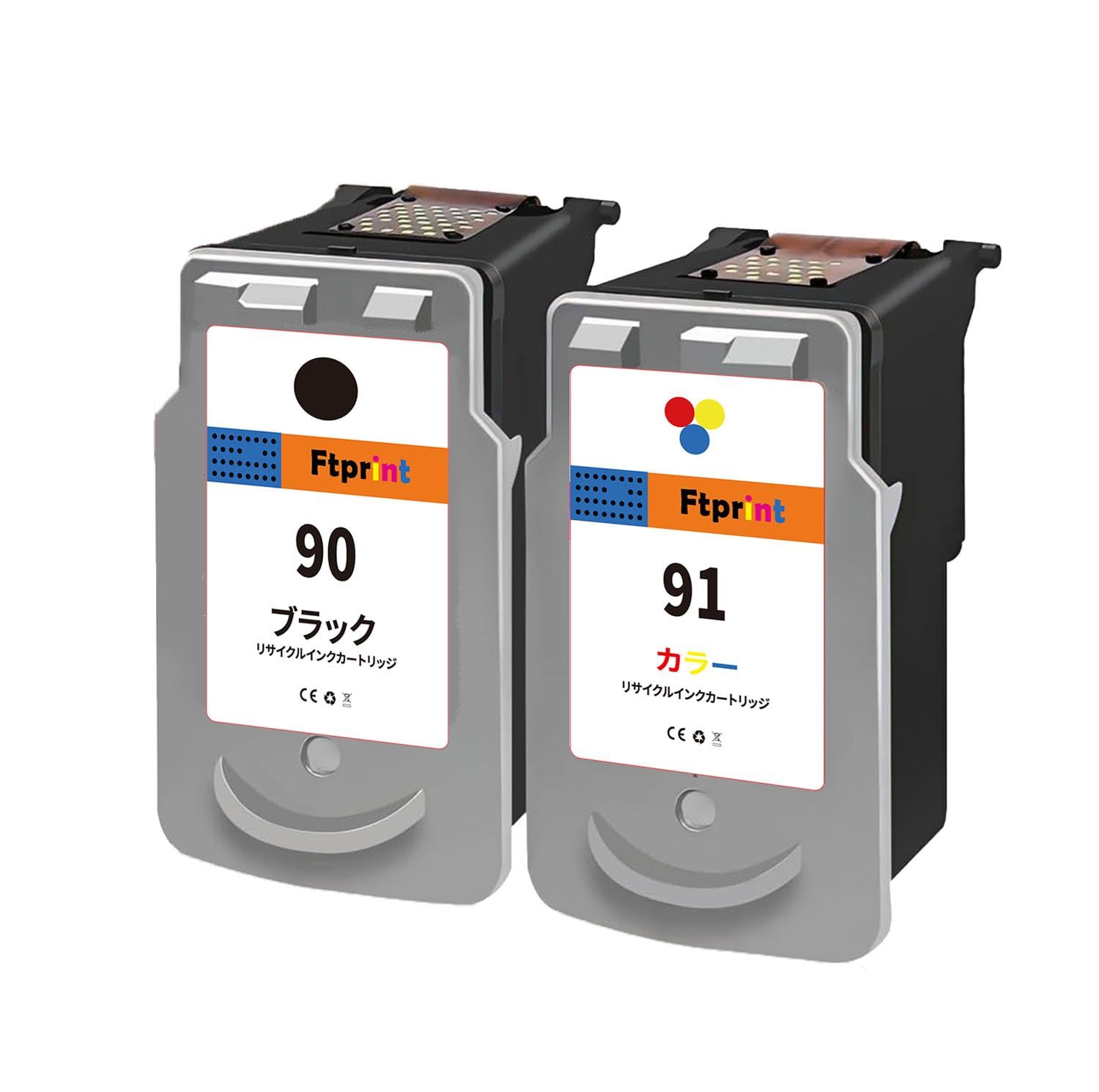 【Ftprint】BC-90+BC-91 再生インク Canon（キャノン）用 90 91 残量表示付き最新ICチップ対応 個別包装 対応機種: MP470 MP460 MP450 MP170 iP2600 iP2500 iP2200 iP1700 ...