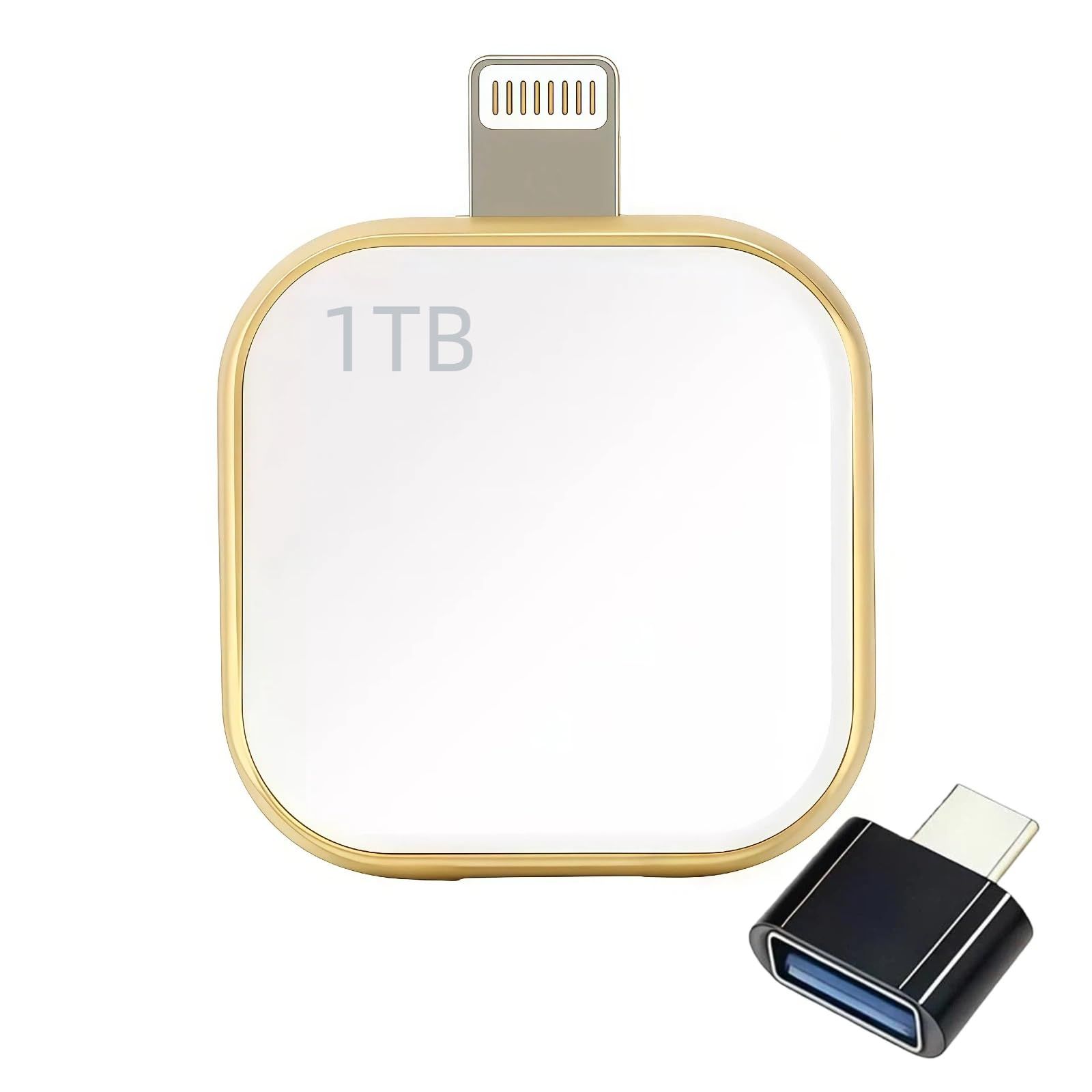1TB Lightning USBフラッシュドライブ（iPhone & iPad用） - ポータブルでコンパクトなのメモリースティック、高速データ転送、プラグアンドプレイによるAppleデバイスの写真/動画バックアップ用ストレージ拡張 (白)
