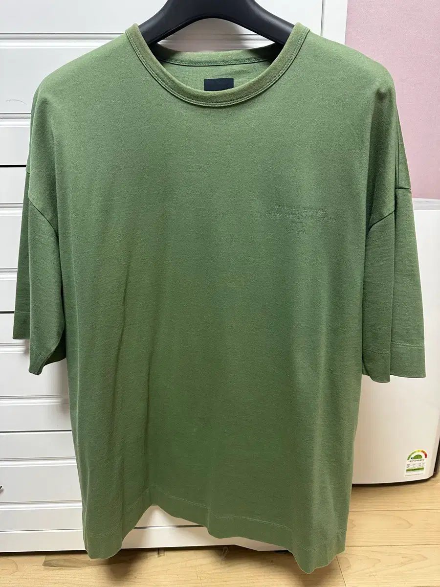 S ジュンジェイ カーキ レタリング エンブロイダリー オーバーサイズ 半袖Tシャツ