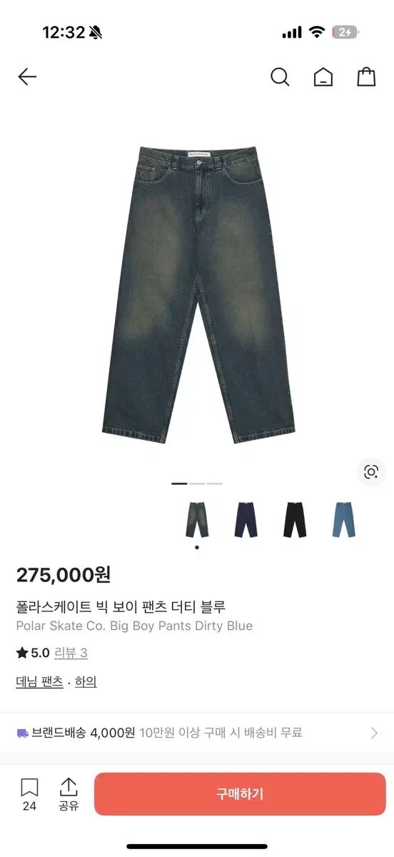 POLAR SKATE ビッグボーイ パンツ ダーティー ブルー L