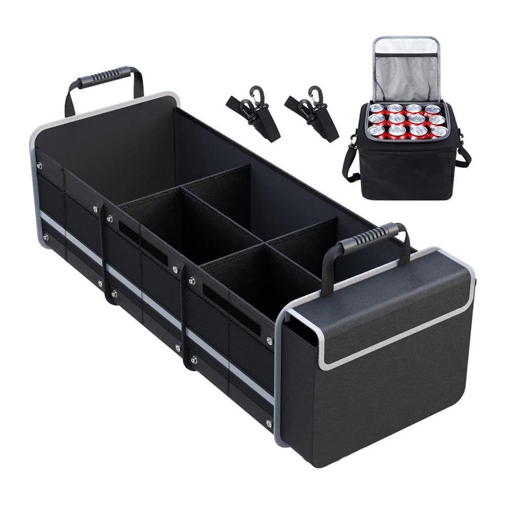 トランクボックス 車用収納ボックス 90*35*30? 90L 大容量 蓋付き 保冷バッグ付 折りたたみ式 仕切り 容量可変 反射テープ付 オックスフォード トランク収納ボックス 多機能 SUV 小型車 大型車 マジックテープ付(沖縄・離島の 9f4b261c