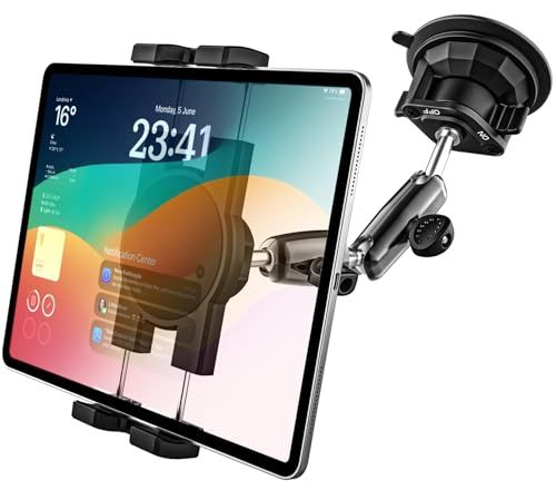 Charchendo タブレットホルダー 車 フロントガラス用 超強力真空吸盤 ダッシュボード兼用 カー用品 タブレットスタンド 360度回転 自由調節 安定性 伸縮アーム 取り付け簡単 日本語説明書付き 対応機種4-13インチデバイス iP b3549a19