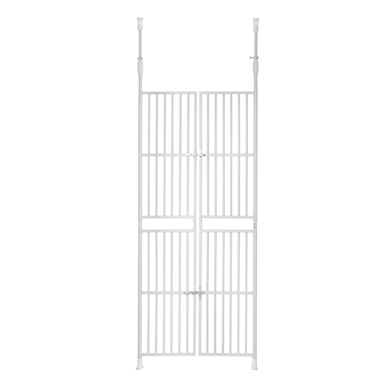 ペットドア 突っ張り式 高さ調節可能191-255cm 幅85-91cm対応 スチールゲート ベビーゲート ハイタイプ 猫 脱走防止 柵 室内用 フェンス 多頭飼い用 飛び出し防止 玄関 階段 ペットケージ 新生活 ホワイトY 546ee796