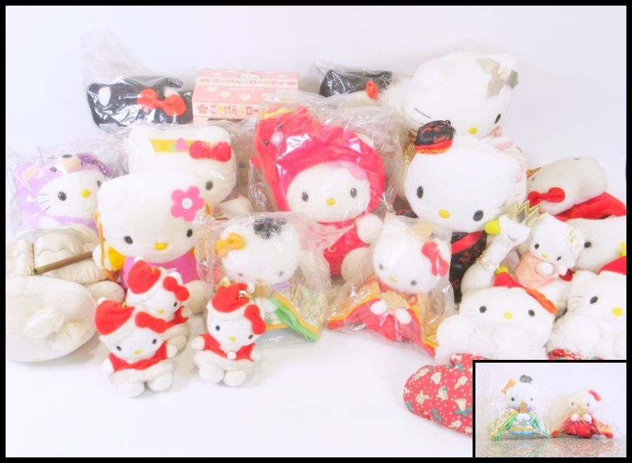ハローキティ ぬいぐるみ グッズ まとめ売り ひな人形 ブランコ ス サンタ 桃太郎 ご当地 ごきげんハローキティ 等 / s605