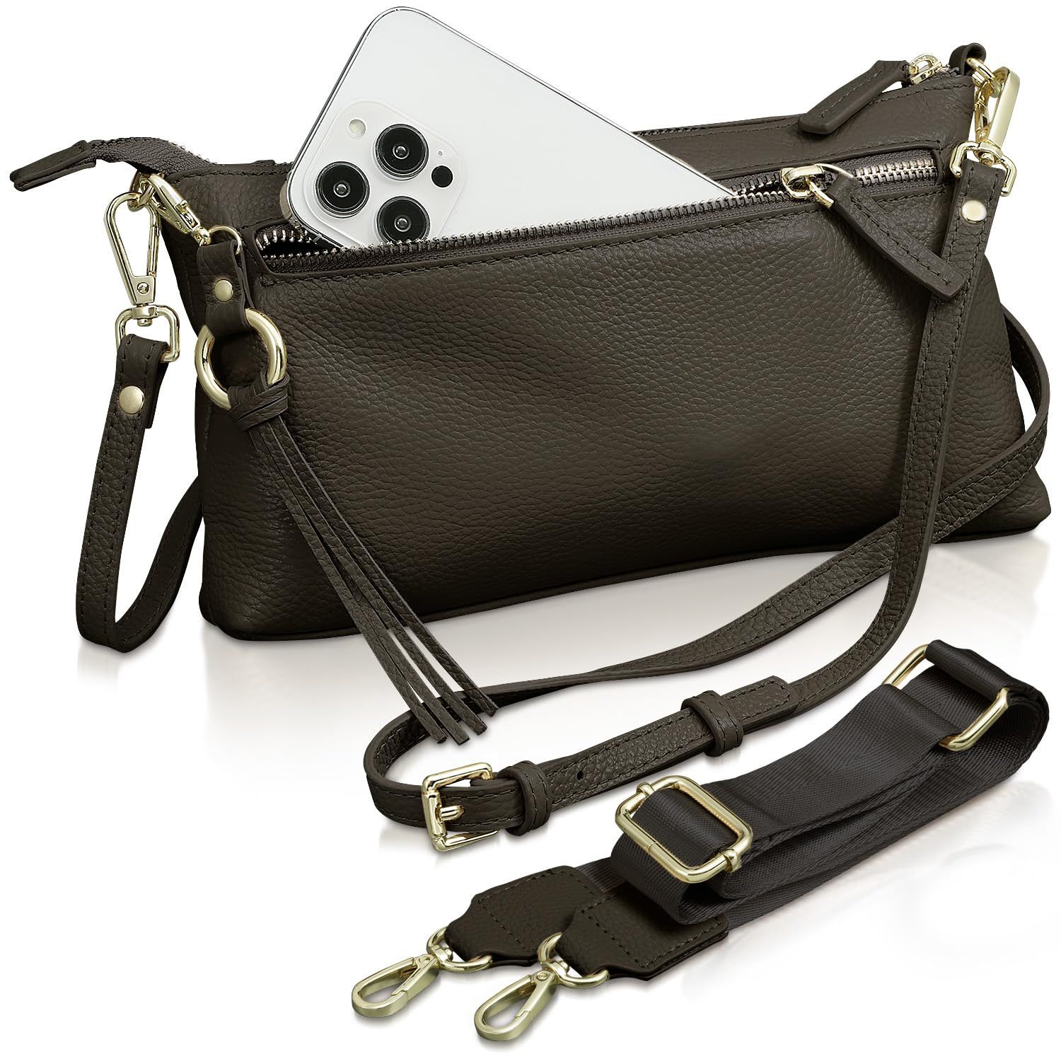 [アンコール] ショルダーバッグ 【長財布も入る】 スマホ ショルダー 本革 高見え ベルト2種類 横型 レディース 小さめ スマホポーチ 斜めがけ ミニショルダー 財布 スマホポシェット スマホ バッグ 軽量 ショルダーポーチ フォーマル aedc71a1