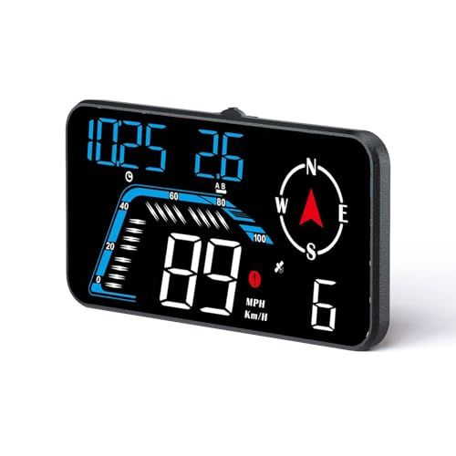 wiiyii HUD ヘッドアップ ディスプレイ、GPS 速度計付き車用ヘッドアップ ディスプレイ、時間、速度、その他のデータ表示、疲労運転および速度超過リマインダー機能はすべてのモデルに適しており、互換性の問題はありません (青)kk 5c68b50a