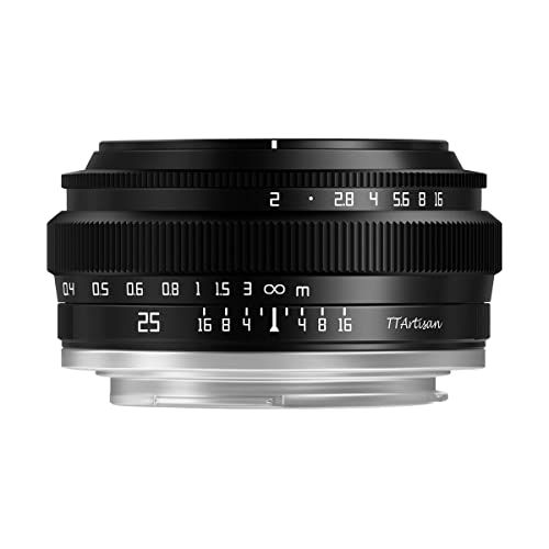 TTArtisan 25mm F2 富士フイルムX互換品 MF 単焦点レンズ APS-C (国内正規品・メーカー2年) Xマウント 富士フィルム用 ミラーレス用 マニュアルフォーカス 広角 コンパクト 金属製 軽量 明るいレンズ スナップ/ポ 1661ac48