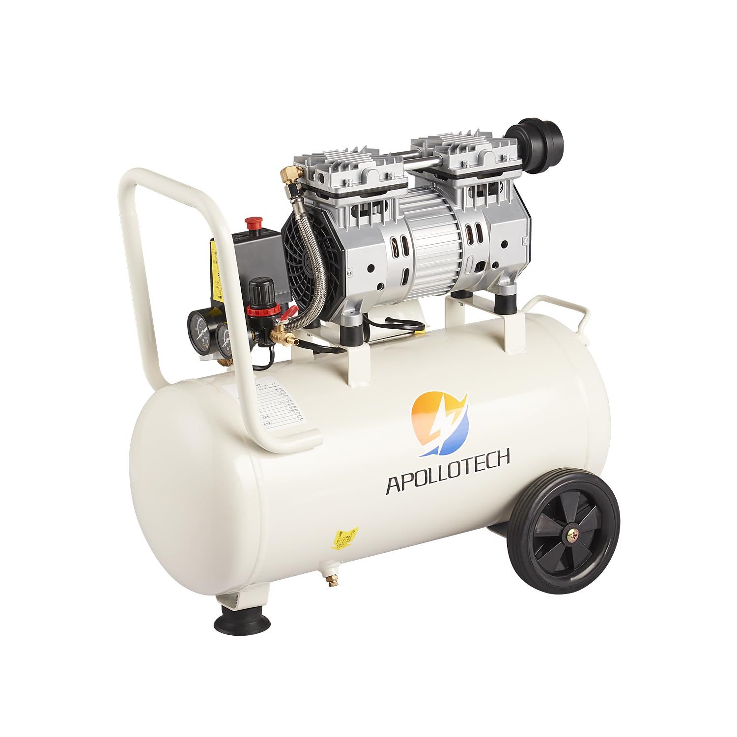 APOLLOTECH エアーコンプレッサー 100V 30L 大容量 62dB 静音 オイルレス 0.8MPa最高圧力 ツールセット付 車用 エアコンプレッサ コンパクト (30L) (30L)AR