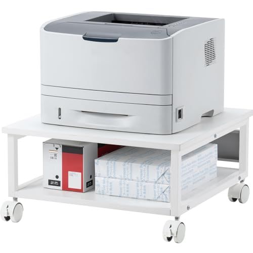 イーサプライ プリンター台 2段 キャスター付き 幅50cm 奥行50cm 高さ25cm 大型 A3 デスク下 総耐荷重50kg オフィス 木製 オフホワイト ホワイト EEX-PTS07WHAR 8,288円