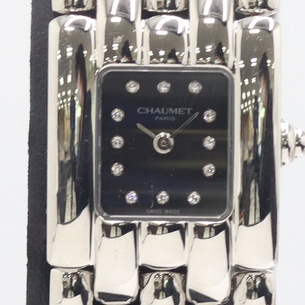 良品 稼働 ショーメ ケシス 22K-3853 QZ 12Pダイヤ ブラック文字盤 レディース腕時計 2000000 4JWY NAM ABC22459