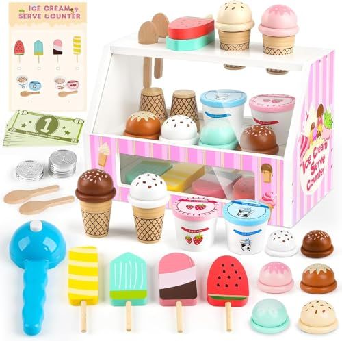 【新品】おままごとセット アイスクリーム おもちゃ モンテッソーリ 玩具 ままごとセット 知育玩具 木のおもちゃ 女の子 おもちゃ アイスクリーム屋さん 3 4 5 6 7 歳 女の子 プレゼント クリスマスプレゼント 5b9fa94c