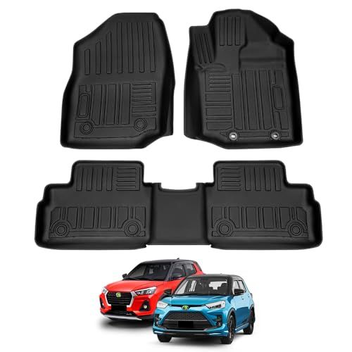 トヨタ ライズ RAIZE 200系 フロアマット ダイハツ ロッキー ROCKY 3D立体構造 カーマット TPE材質 完全車種専用 防水仕様 耐汚れ 耐摩擦 内装パーツ カスタムパーツ アクセサリー 運転席&助手席&2列目 3枚セット ブ 242f37d0