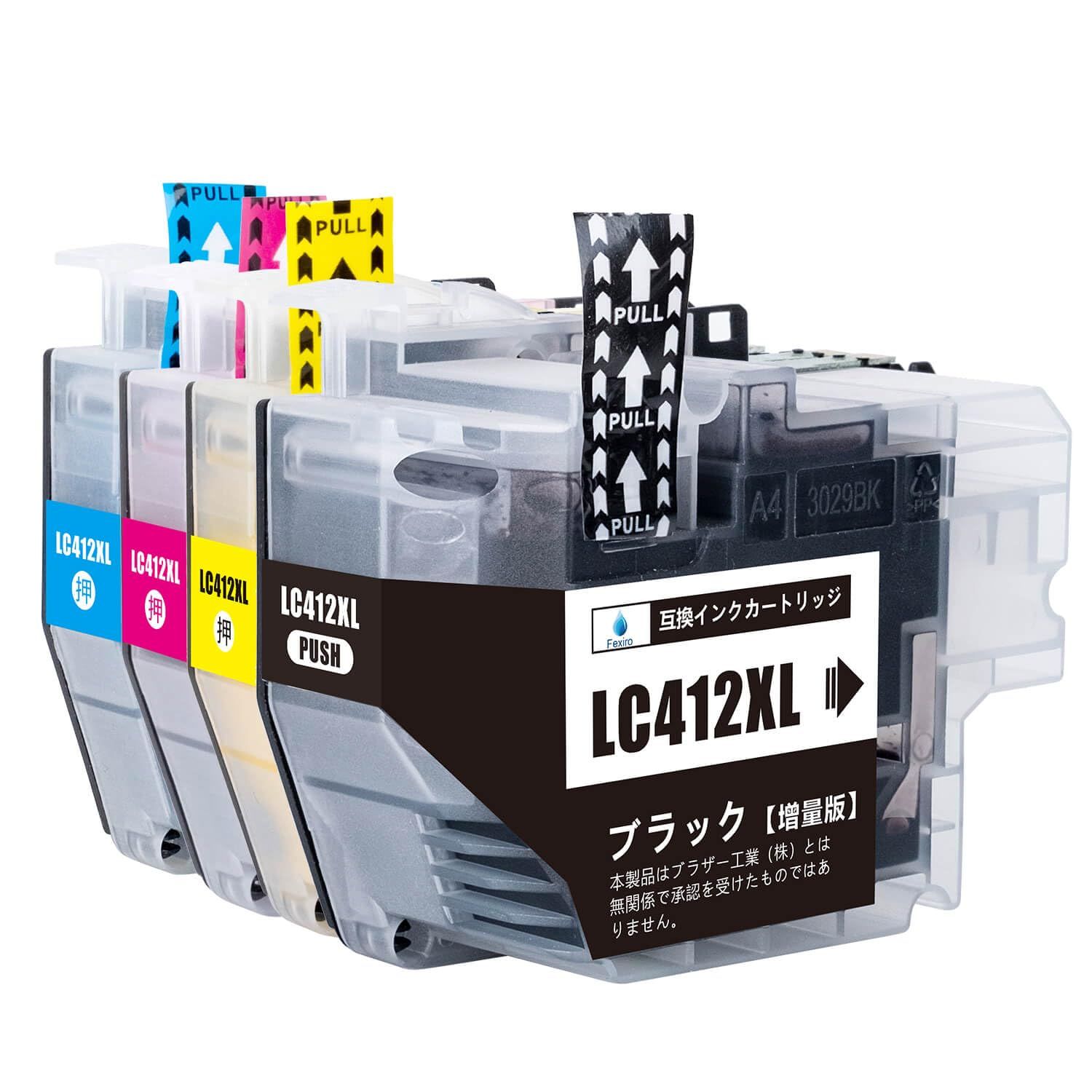 Fexiro LC412XL-4PK ブラザー インク LC412XL 互換 4色セット Brother LC412 標準の2.5倍 MFC-J7100CDW MFC-J7300CDW インク 大容量 LC412XLBK