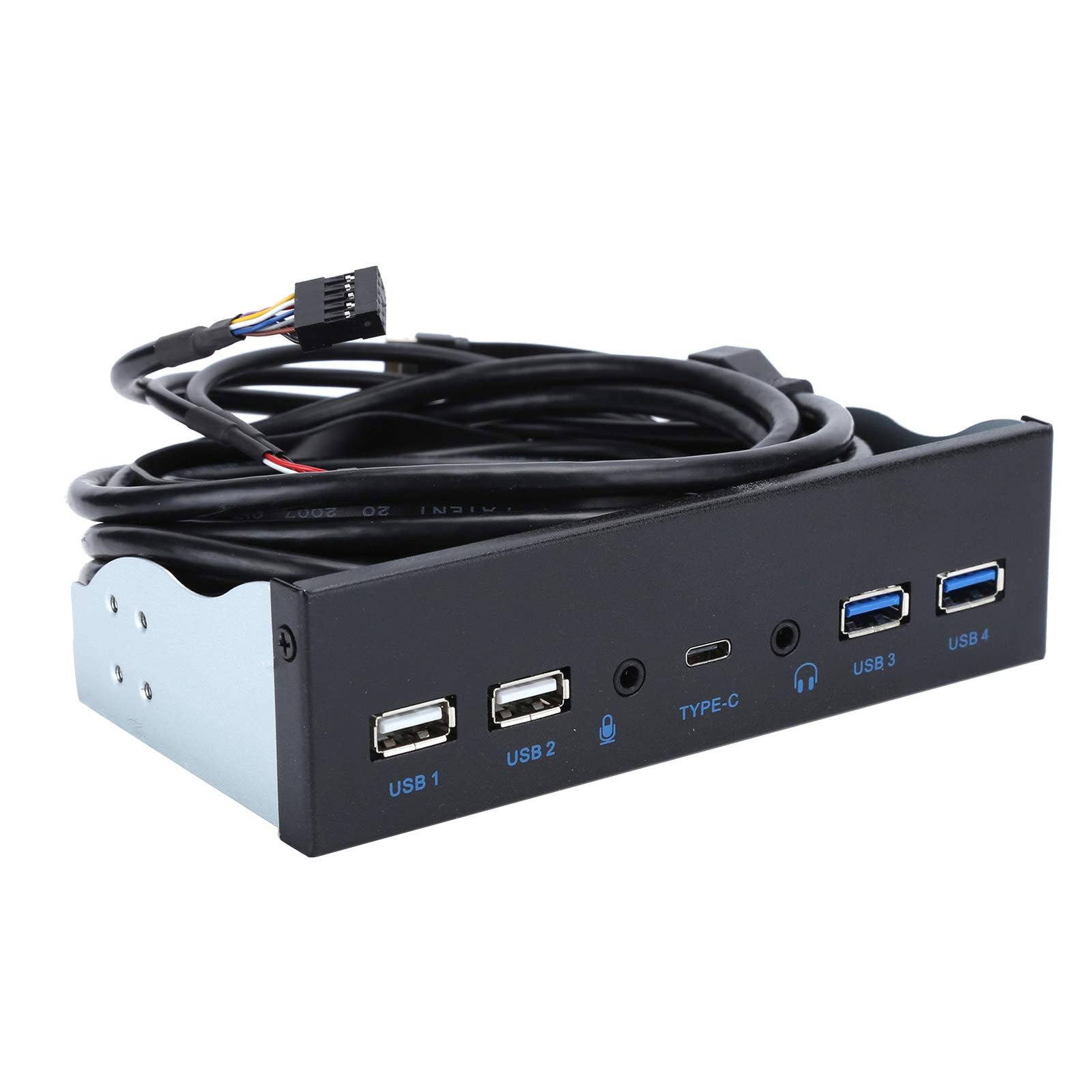 T opiky フロントパネル2ポートUSB3.0 +2ポートUSB2.0内部USBType-CハブコンピューターPC用フロッピーベイフロントパネル