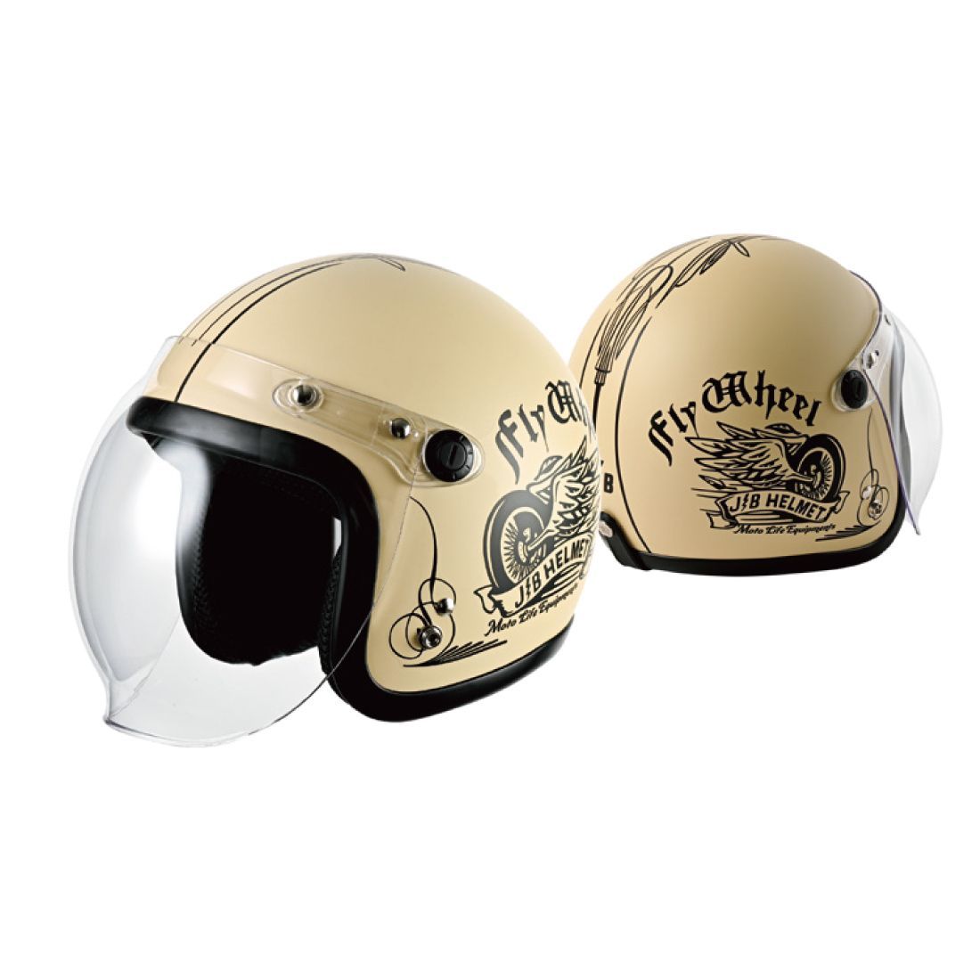 ライズ(RIDEZ) 【アウトレット】シールド付き ジェットヘルメット|JBシリーズ|シンプル|FLYWHEEL(アイボリー)|フリー(57〜60cm未満)