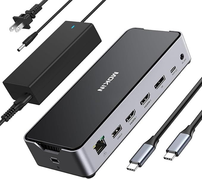 USB Cドッキングステーション 3 モニター ラップトップ MOKIN ドックデュアル モニター 2 HDMI DisplayPort 4K144Hz,USB A 2.0/3.0,USB C 3.1 10Gbps&30W 出力,イーサネット 76822d8b