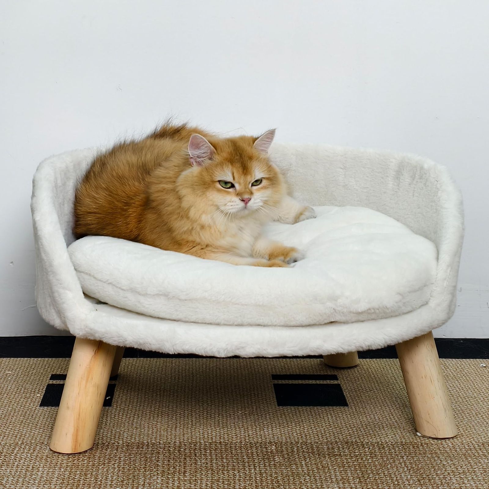 椅子 猫用ベッド 猫をダメにするベッド うさぎ 木製 ソファ 猫 ペットソファー 夏 冬 脚付き 防水 大きい 洗える 丸 犬用ベッド 小型犬 ペットベッド 高架式 BingoPaw