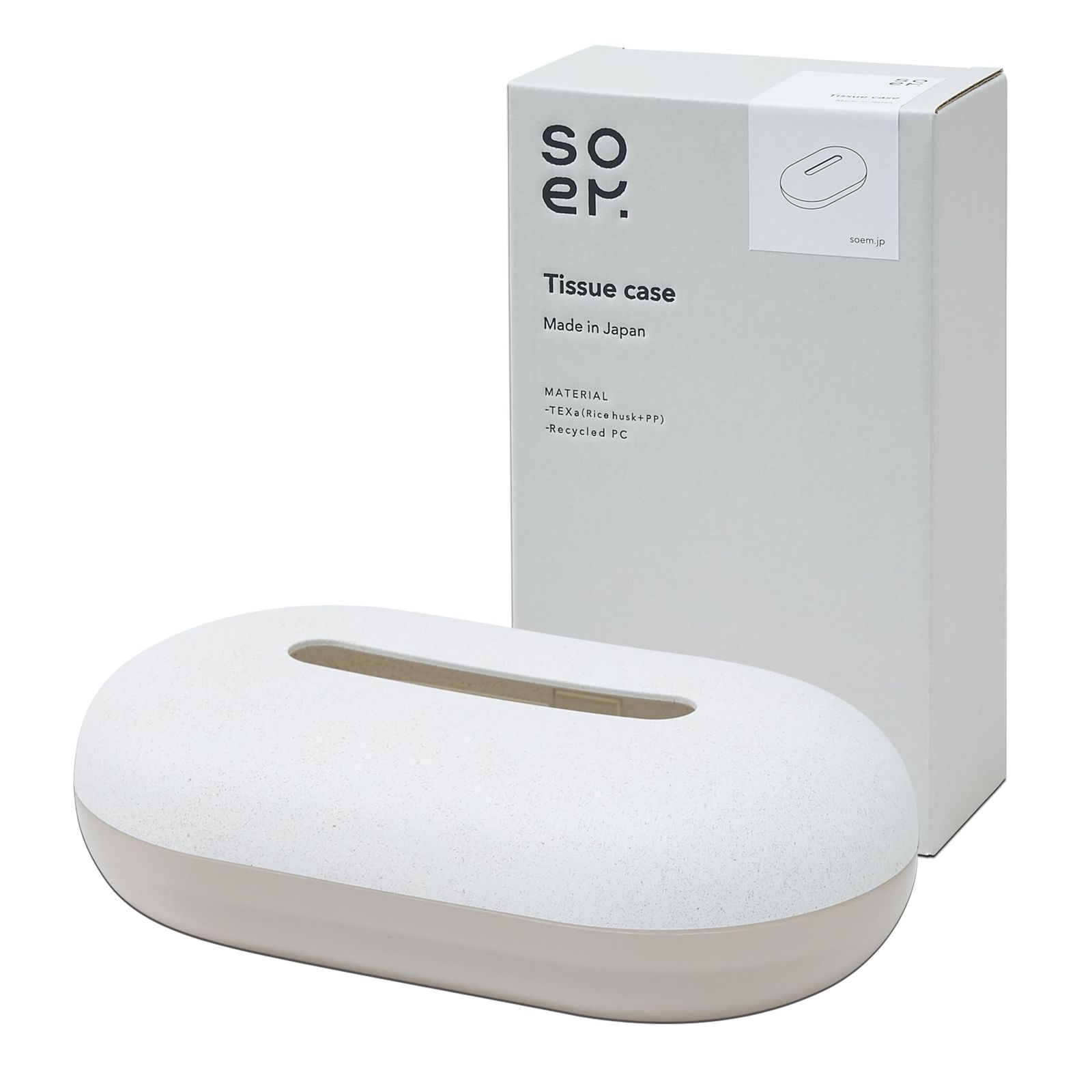soem【残量がわかる】ティッシュケース ソフトパック用 WH [日本製] ティッシュカバー ギフト (ホワイト)(沖縄・離島の方発送不可）) 4819b170