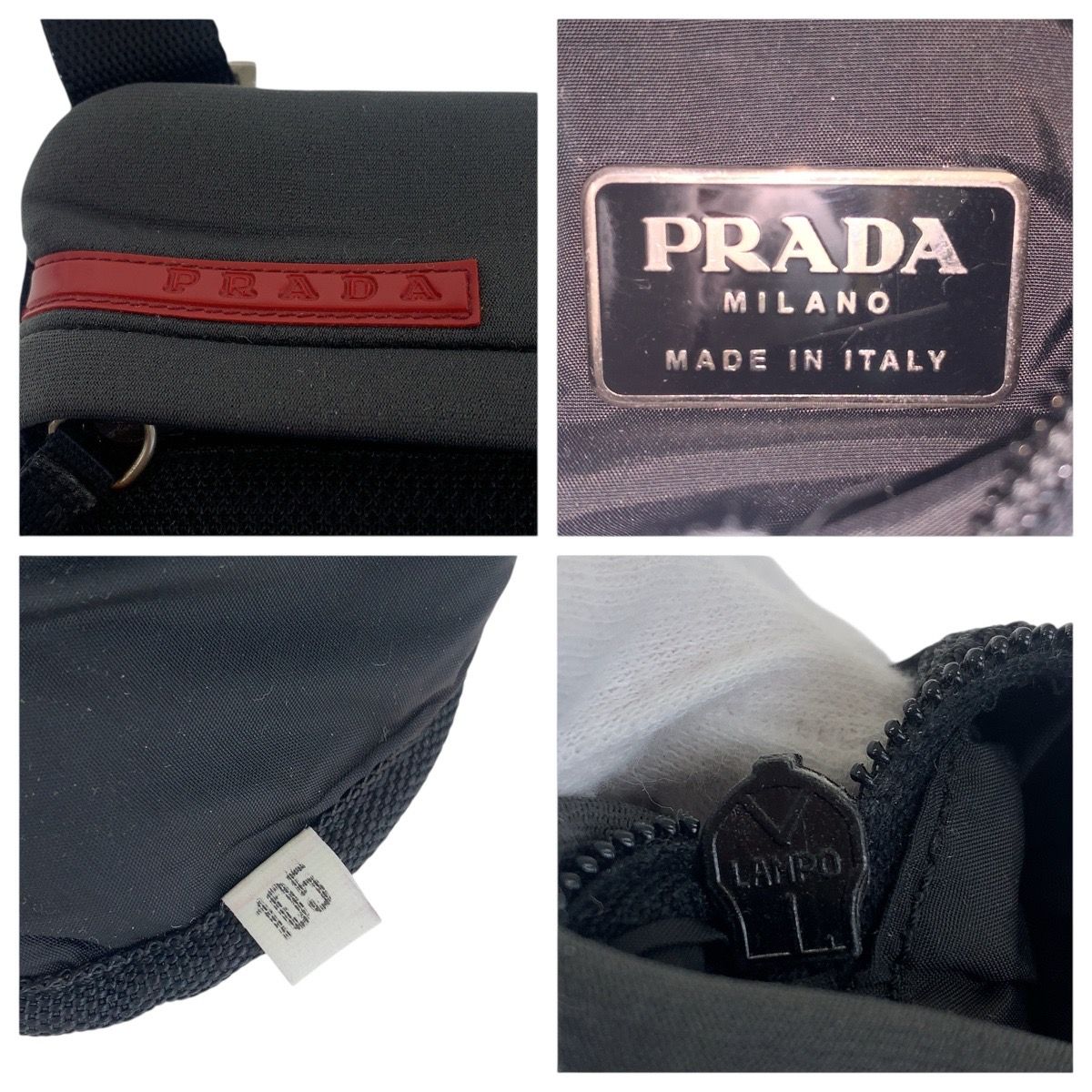 美品 PRADA SPORTS プラダスポーツ ブラック 黒 グレー シルバー金具 