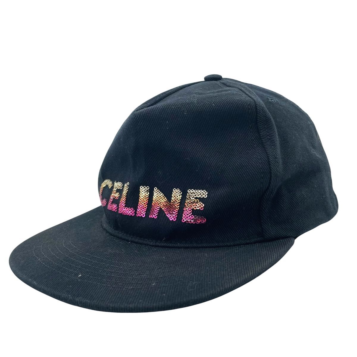中古】CELINE セリーヌ エンブロイダリースパンコールキャップ黒 中古】CELINE セリーヌ エンブロイダリースパンコールキャップ黒
