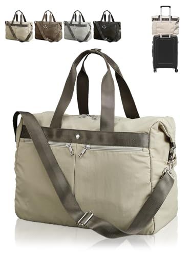 ☆新品☆Annekor ボストンバッグ 【軽量 大容量 便利な14ポケット】 レディース 旅行バッグ 3WAY 旅行かばん マザーズバッグ キャリーオン 機内持ち込み 底鋲付き 旅行 入院用 メンズ スポーツ [アンコール] (グレージュ, 21ca993c