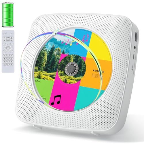 Gueray cdプレーヤー Bluetooth受信/送信 充電可能 壁掛け可能 ステレオスピーカー内蔵 CDプレイヤー FMラジオ USB再生モード 操作簡単 リピート/A-Bリピート再生 mp3対応 イヤホン対応 ラジカセ 防塵カバー搭載 c33ef5ab